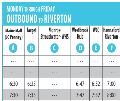 Route 3 schedule snapshot